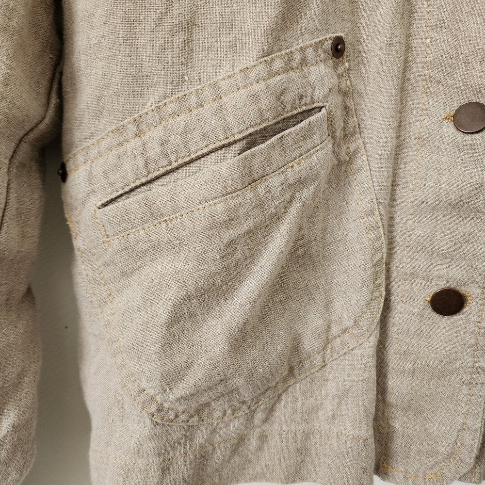 Sundance Button Front Linen Jacket Size P (Small) - image 4